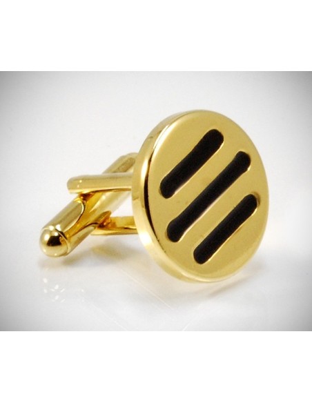 Gemelli per camicia da polso tre righe nere in oro
