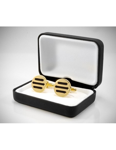Gemelli per camicia da polso tre righe nere in oro
