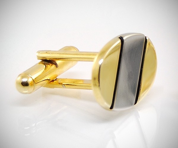 Gemelli per camicia ovali bicolore da polso