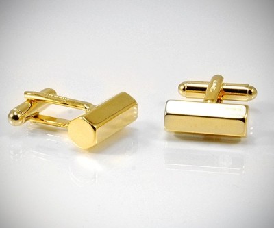 Gemelli per camicia da polso barra esagonale in oro
