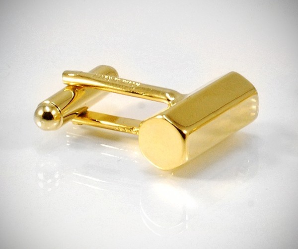 Gemelli per camicia da polso barra esagonale in oro
