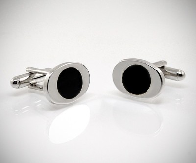 Gemelli per camicia da polso ovali con tondo smaltato