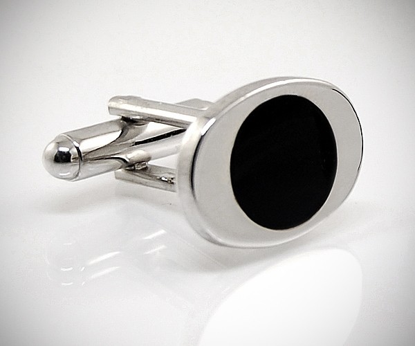 Gemelli per camicia da polso ovali con tondo smaltato