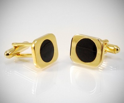 Gemelli per camicia smaltati da polso rettangolo dorato