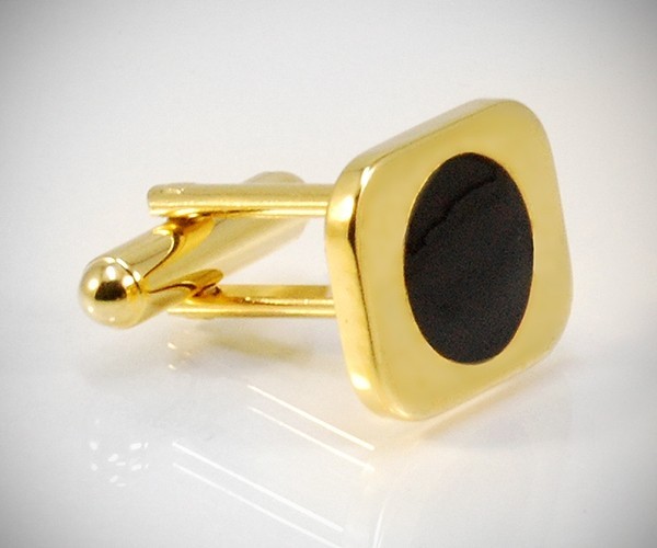 Gemelli per camicia smaltati da polso rettangolo dorato