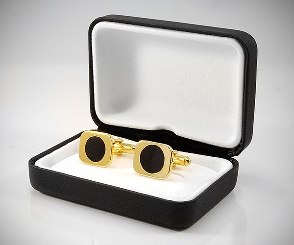 Gemelli per camicia smaltati da polso rettangolo dorato