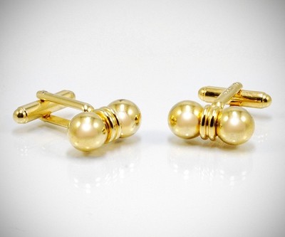 Gemelli per camicia a due sfere dorato da polso