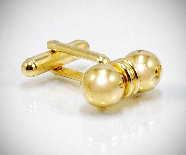 Gemelli per camicia a due sfere dorato da polso