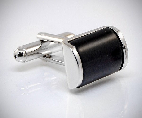 Gemelli per camicia pietra bombata nera da polso