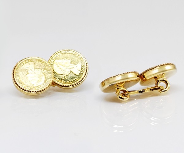 Gemelli per camicia da polso in oro da polso doppi con moneta