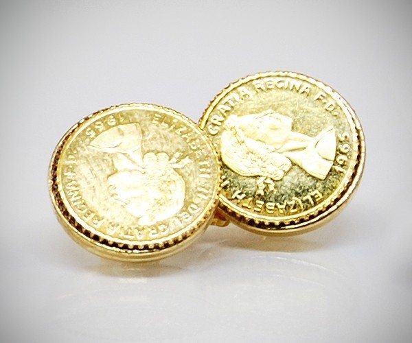 Gemelli per camicia da polso in oro da polso doppi con moneta