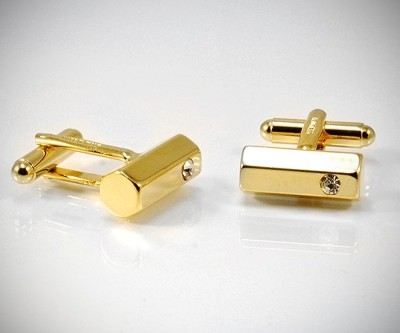 Gemelli per camicia barra esagono e Swarovski® da polso dorati