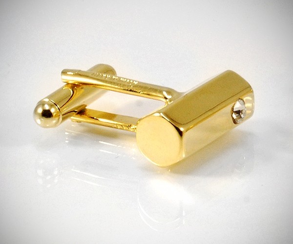 Gemelli per camicia barra esagono e Swarovski® da polso dorati