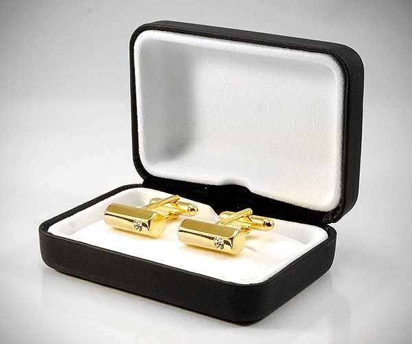 Gemelli per camicia barra esagono e Swarovski® da polso dorati