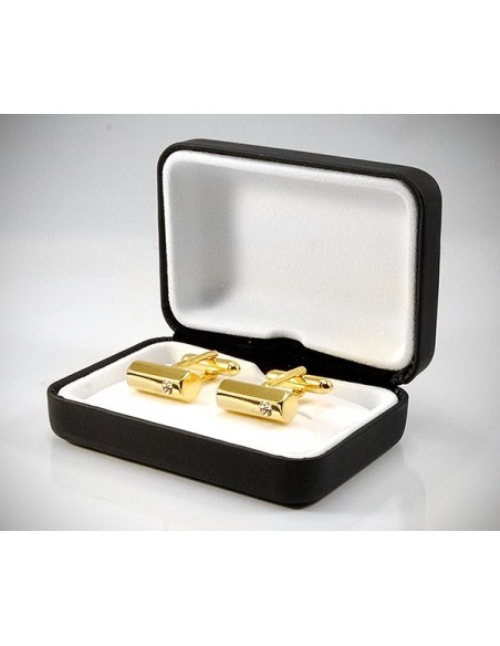 Gemelli per camicia barra esagono e Swarovski® da polso dorati