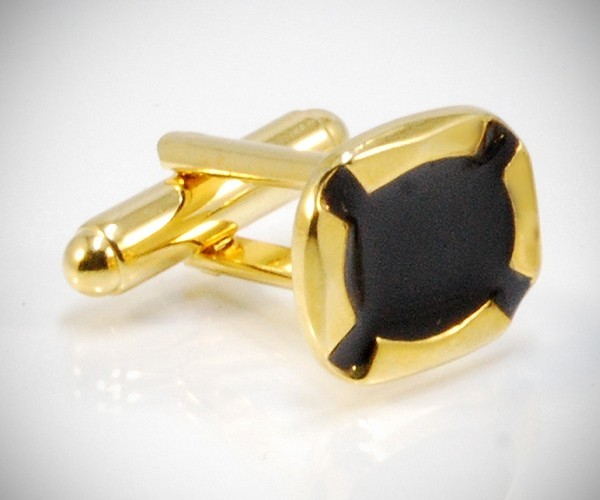 Gemelli per camicia smaltati con cornice dorati da polso
